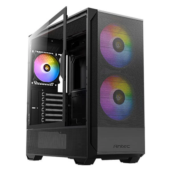 Antec NX416L Mid-Tower ATX Gaming Case with Side Tempered Glass, 2 Pre ...